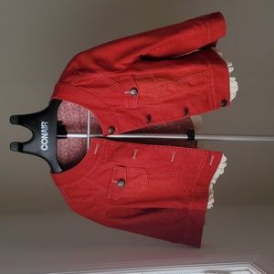 Red Veeko denim jacket in size 38, NWOT